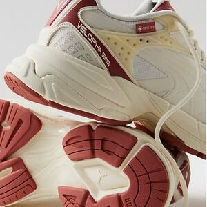 Puma Velophasis Ivory and Red Sneakers